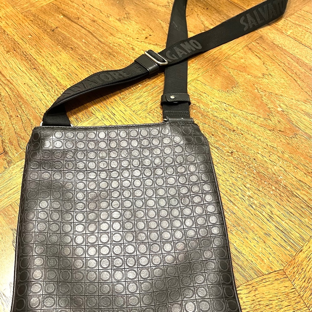 Authentic Salvatore Ferragamo Black Messenger Bag